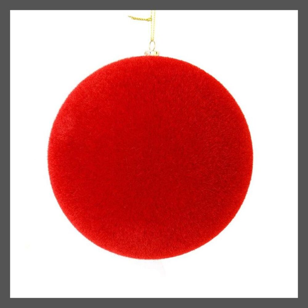 Vickerman -  6" Red Flocked Ball Ornament 4 per bag. Red